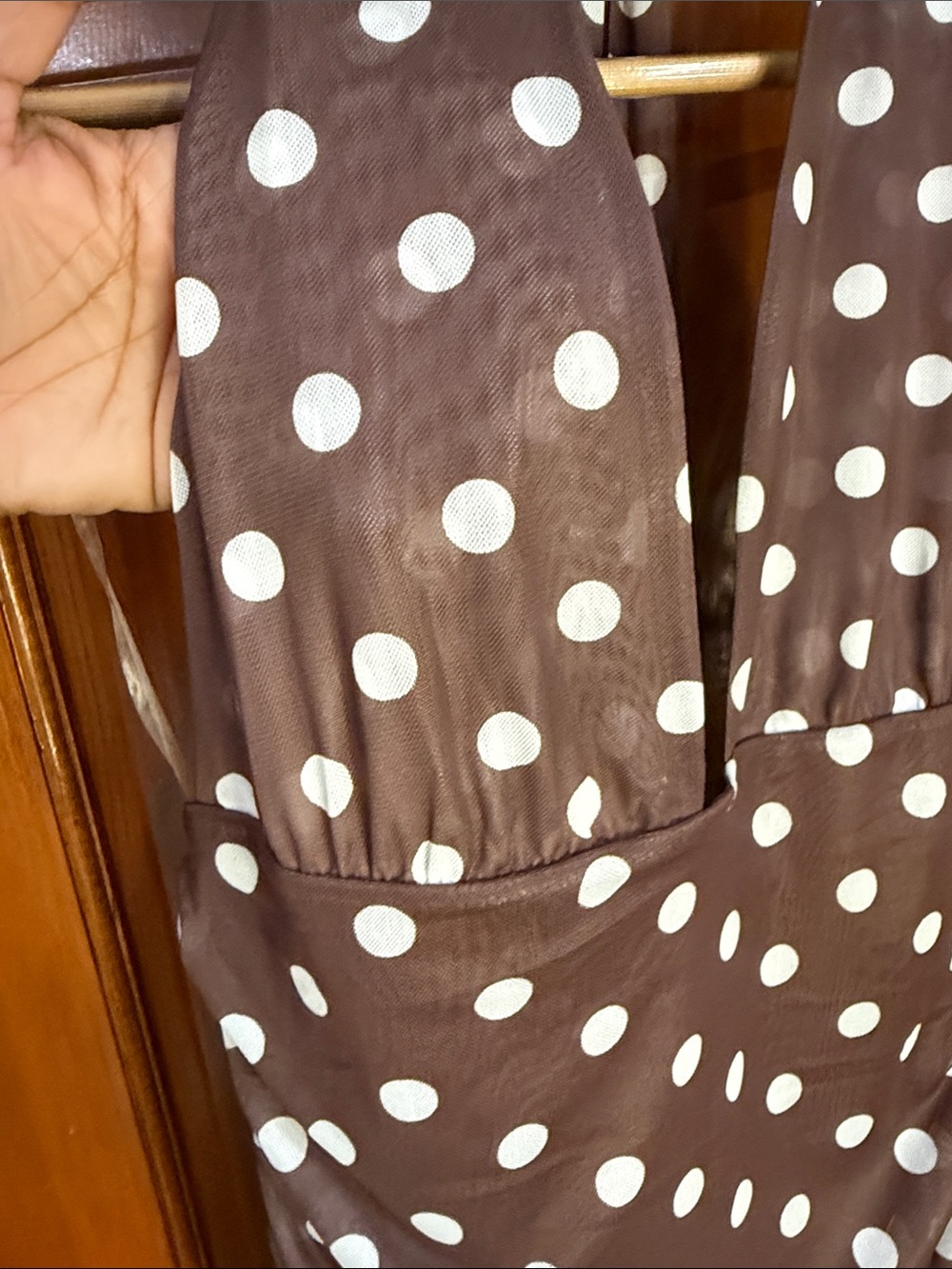 Caroline Constas Brown and White Polka Dot Halter Midi Dress - Picture 2 of 7